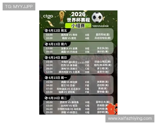2026年世界杯决赛圈赛程公布，重点比赛时间及赛程安排全攻略